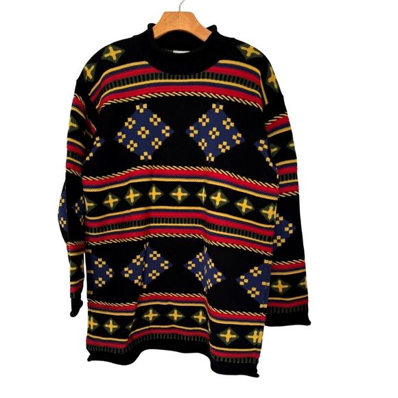 Mondi Womens Sweater 3D knit Wool *Medium Colorful Geometric 90s Artsy Oversized - Picture 2 of 7